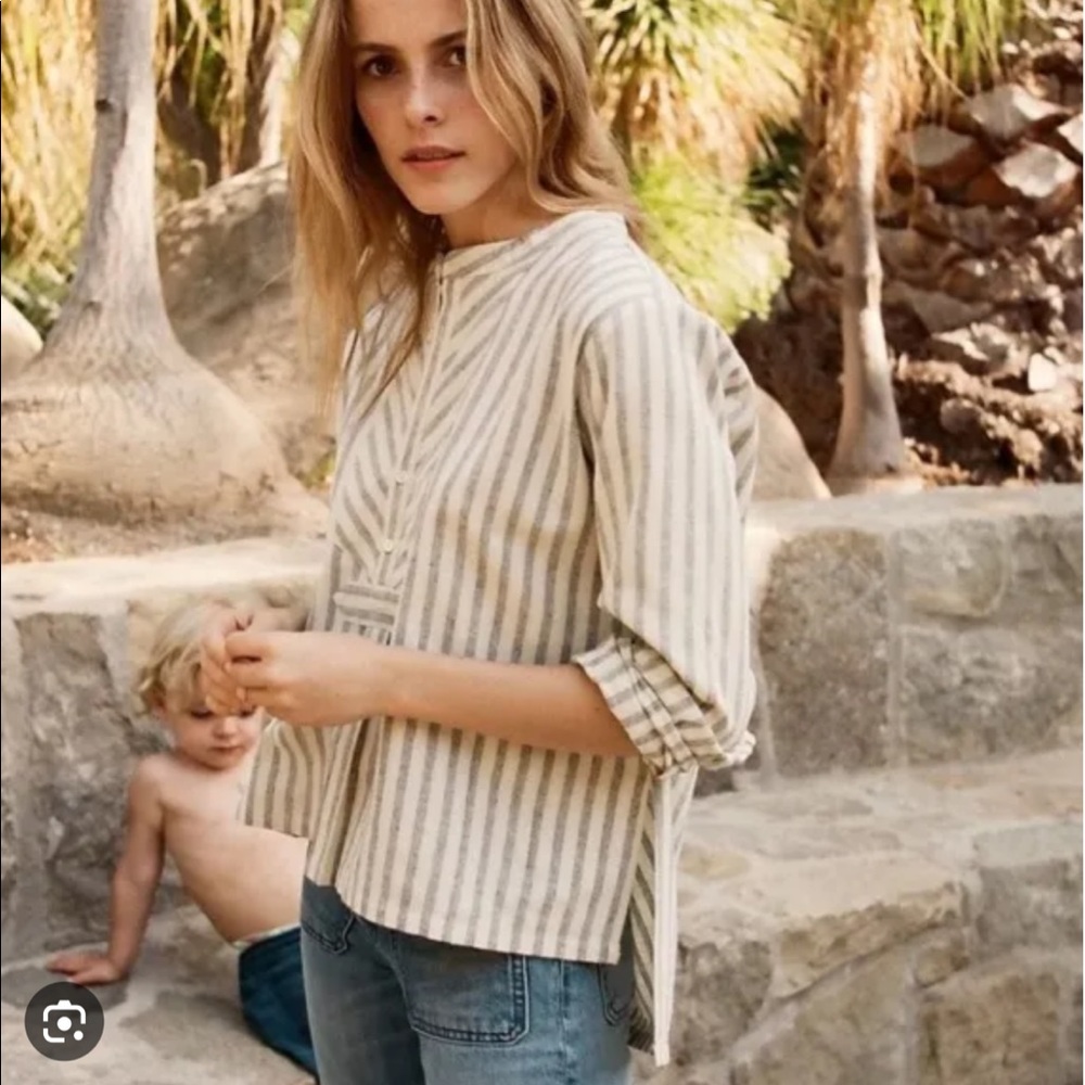 Doen Cream/Blue Stripe Shirt